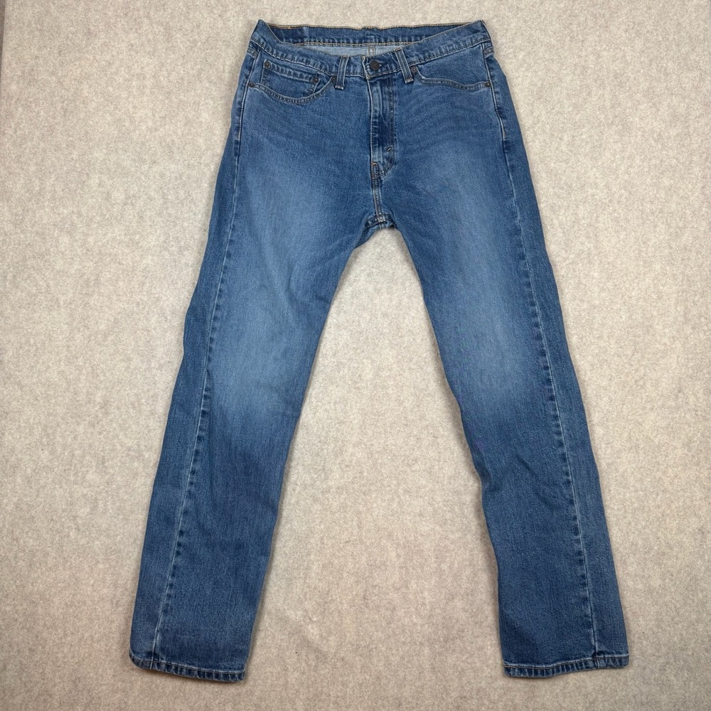 Levi's 505 Regular Fit Jeans Mens 34x32 Blue Medium Wash Straight Leg Denim